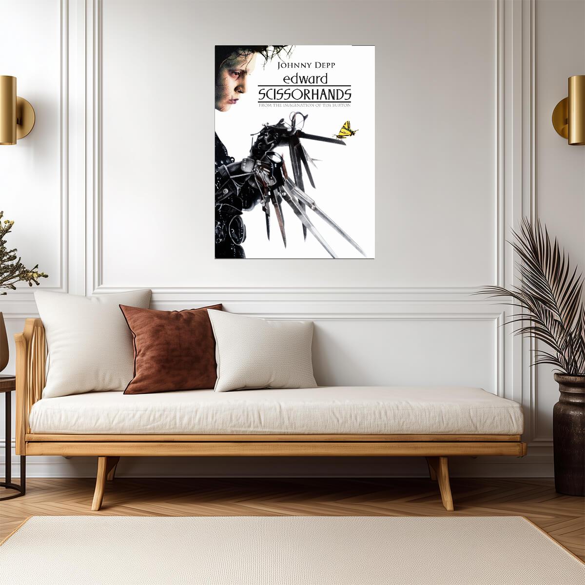 Edward Scissorhands Movie Poster | Edward Watching a Butterfly on His Scissor Hand - Movies & TV Poster