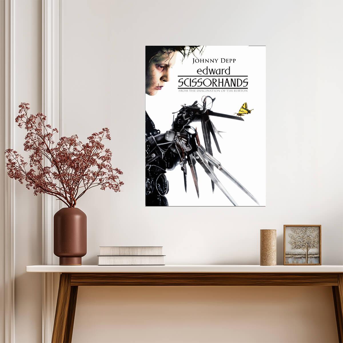 Edward Scissorhands Movie Poster | Edward Watching a Butterfly on His Scissor Hand - Movies & TV Poster