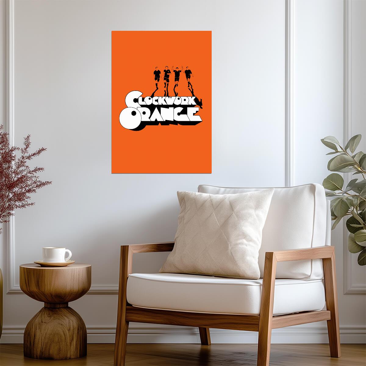 A Clockwork Orange Poster | Droogs Silhouettes and Orange Lettering - Movies & TV Poster