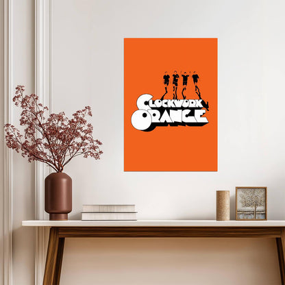 A Clockwork Orange Poster | Droogs Silhouettes and Orange Lettering - Movies & TV Poster