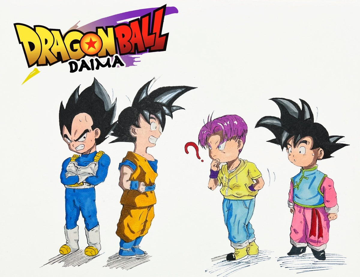 Dragon Ball Daima Poster | Goku, Vegeta, Trunks and Goten in Mini Form - Anime Poster