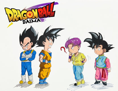 Dragon Ball Daima Poster | Goku, Vegeta, Trunks and Goten in Mini Form - Anime Poster