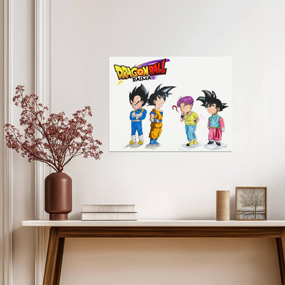 Dragon Ball Daima Poster | Goku, Vegeta, Trunks and Goten in Mini Form - Anime Poster