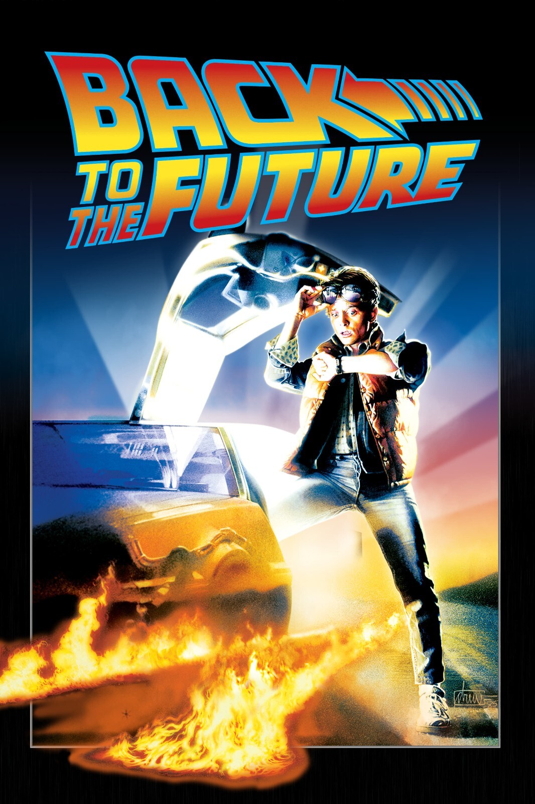 Back to the Future Movie Poster | Marty McFly and the Flaming DeLorean - Movies & TV Poster