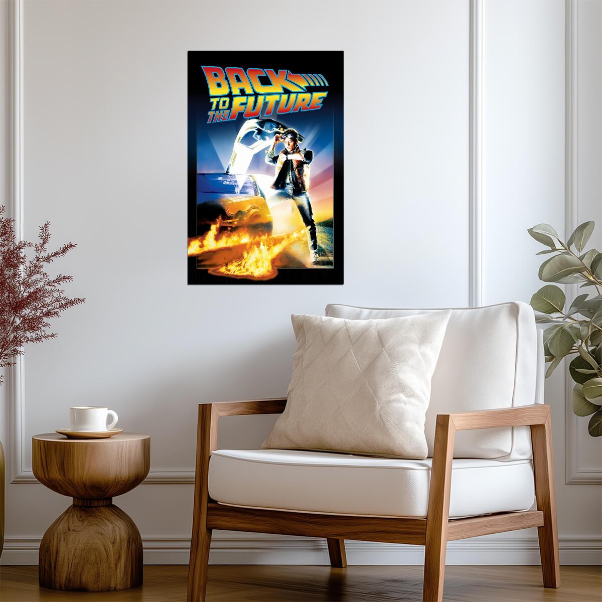 Back to the Future Movie Poster | Marty McFly and the Flaming DeLorean - Movies & TV Poster
