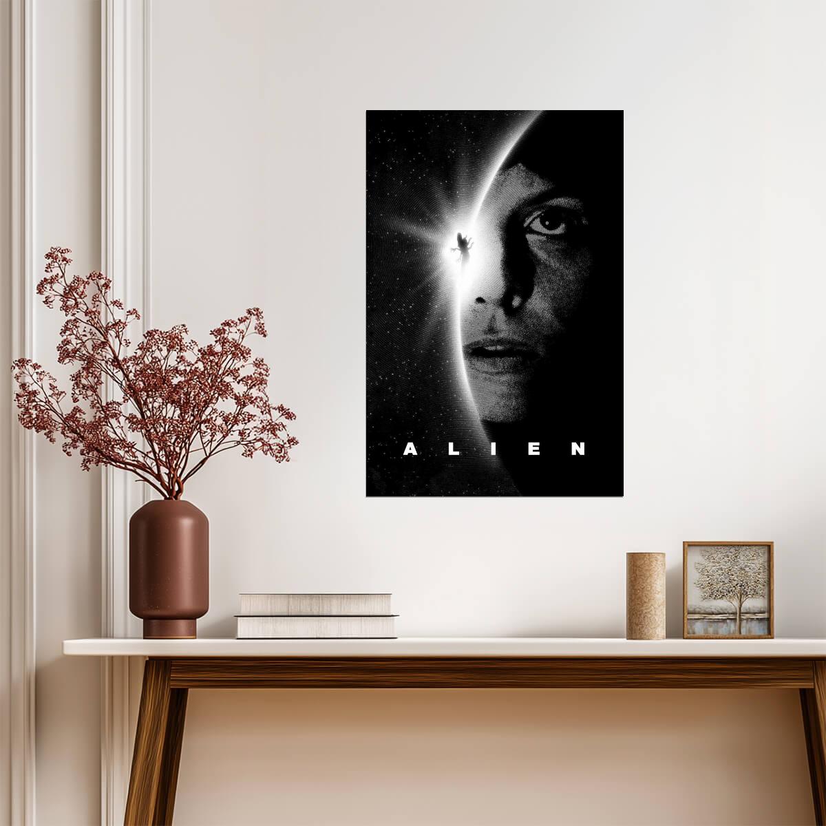 Alien 1979 Movie Poster | Ellen Ripley Portrait | Black and White Art Print - Movies & TV Poster