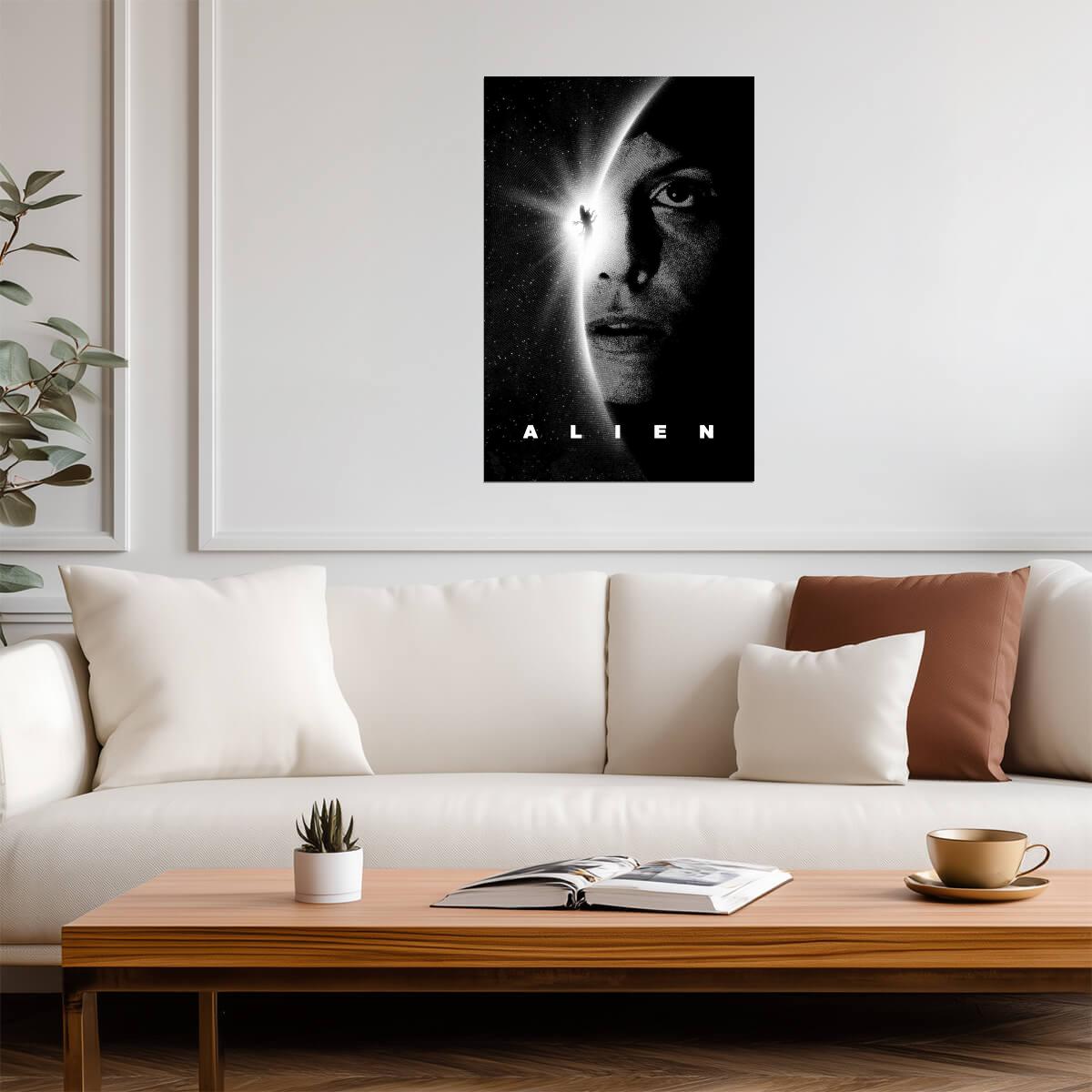 Alien 1979 Movie Poster | Ellen Ripley Portrait | Black and White Art Print - Movies & TV Poster