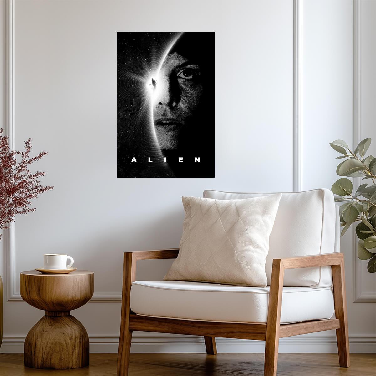 Alien 1979 Movie Poster | Ellen Ripley Portrait | Black and White Art Print - Movies & TV Poster