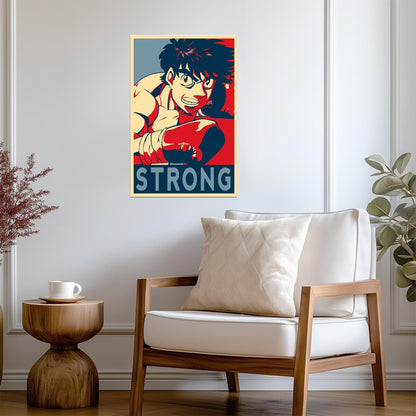 Hajime no Ippo Poster | Ippo Makunouchi | Red and Blue Boxing Art - Anime Poster