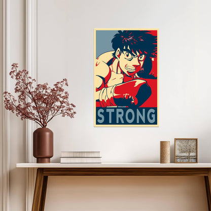 Hajime no Ippo Poster | Ippo Makunouchi | Red and Blue Boxing Art - Anime Poster