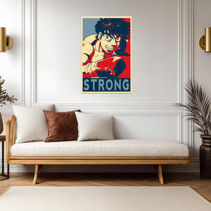 Hajime no Ippo Poster | Ippo Makunouchi | Red and Blue Boxing Art - Anime Poster
