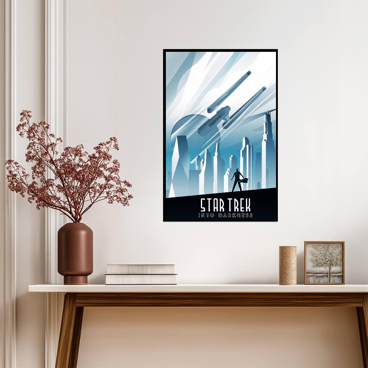 Star Trek Into Darkness Movie Poster | Starship Enterprise above a Blue City - Movies & TV Poster