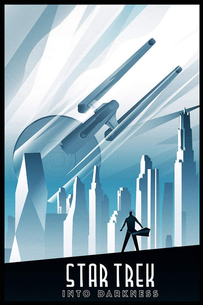 Star Trek Into Darkness Movie Poster | Starship Enterprise above a Blue City - Movies & TV Poster