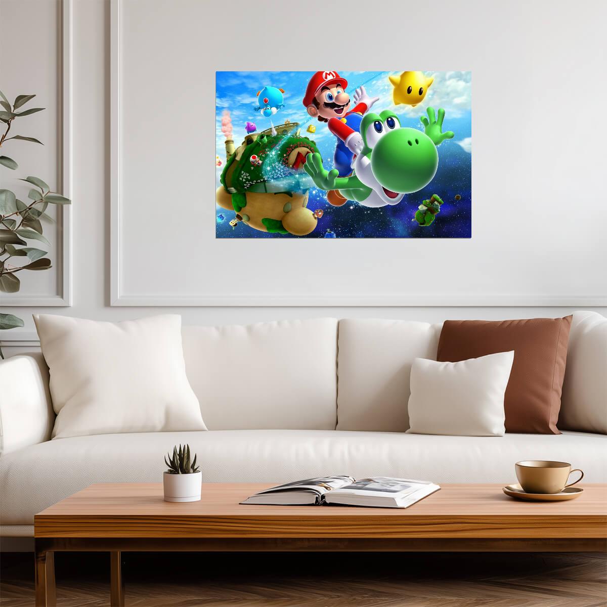Super Mario Galaxy 2 Poster | Mario and Yoshi in Space - Video Games Poster