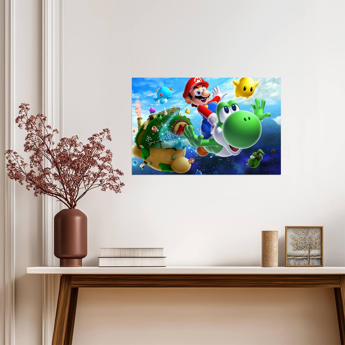 Super Mario Galaxy 2 Poster | Mario and Yoshi in Space - Video Games Poster