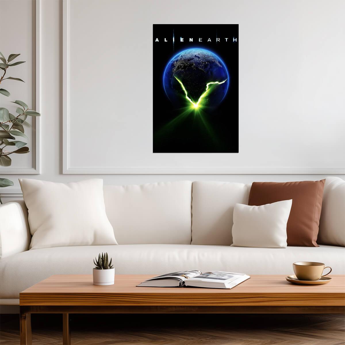 Alien Earth Poster | Cracked Planet | Minimalist Series Print - Movies & TV Poster