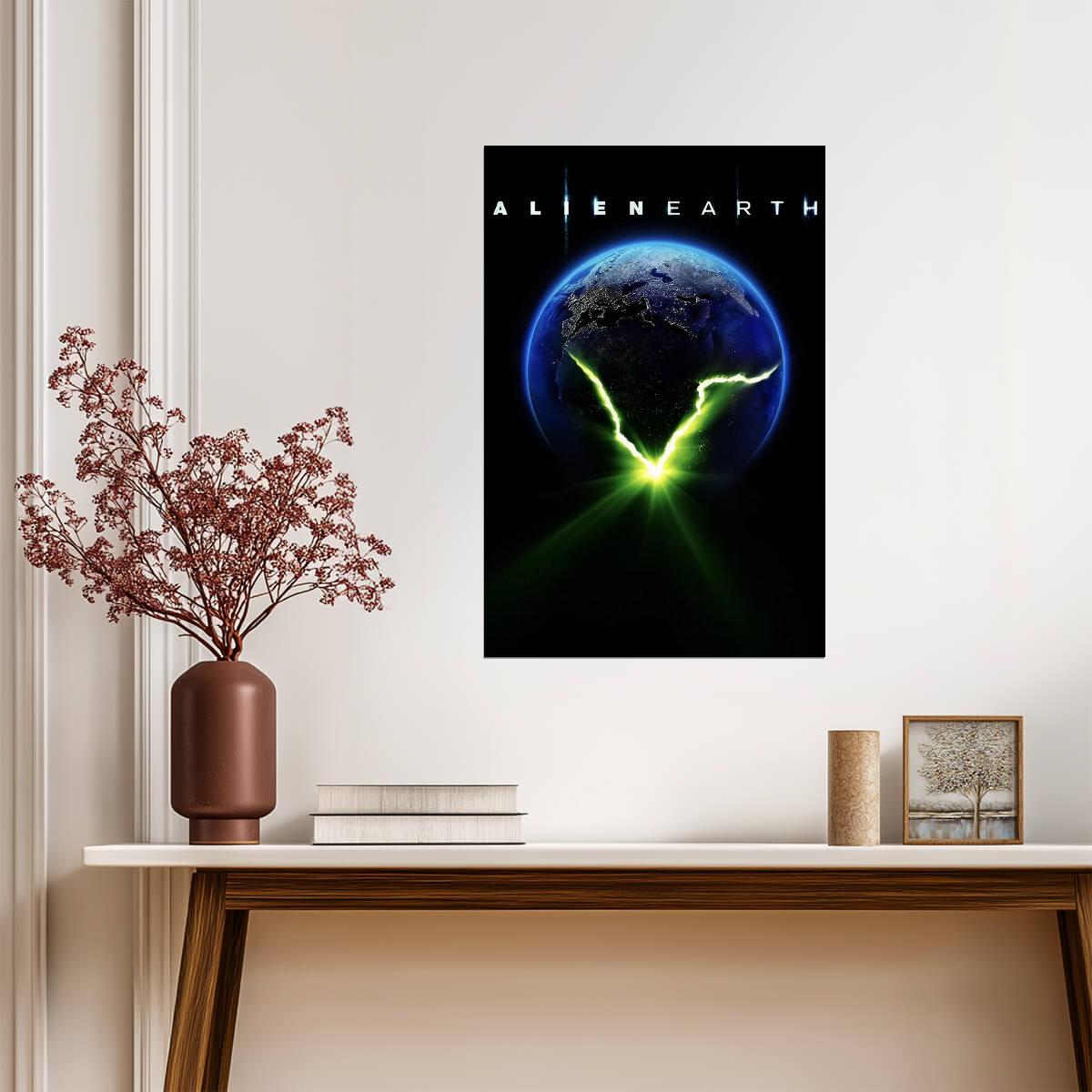 Alien Earth Poster | Cracked Planet | Minimalist Series Print - Movies & TV Poster