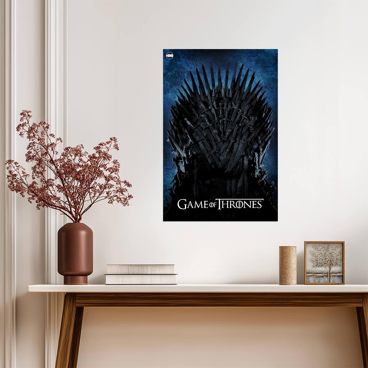 Game of Thrones Poster | Iron Throne in Blue Light - Movies & TV Poster