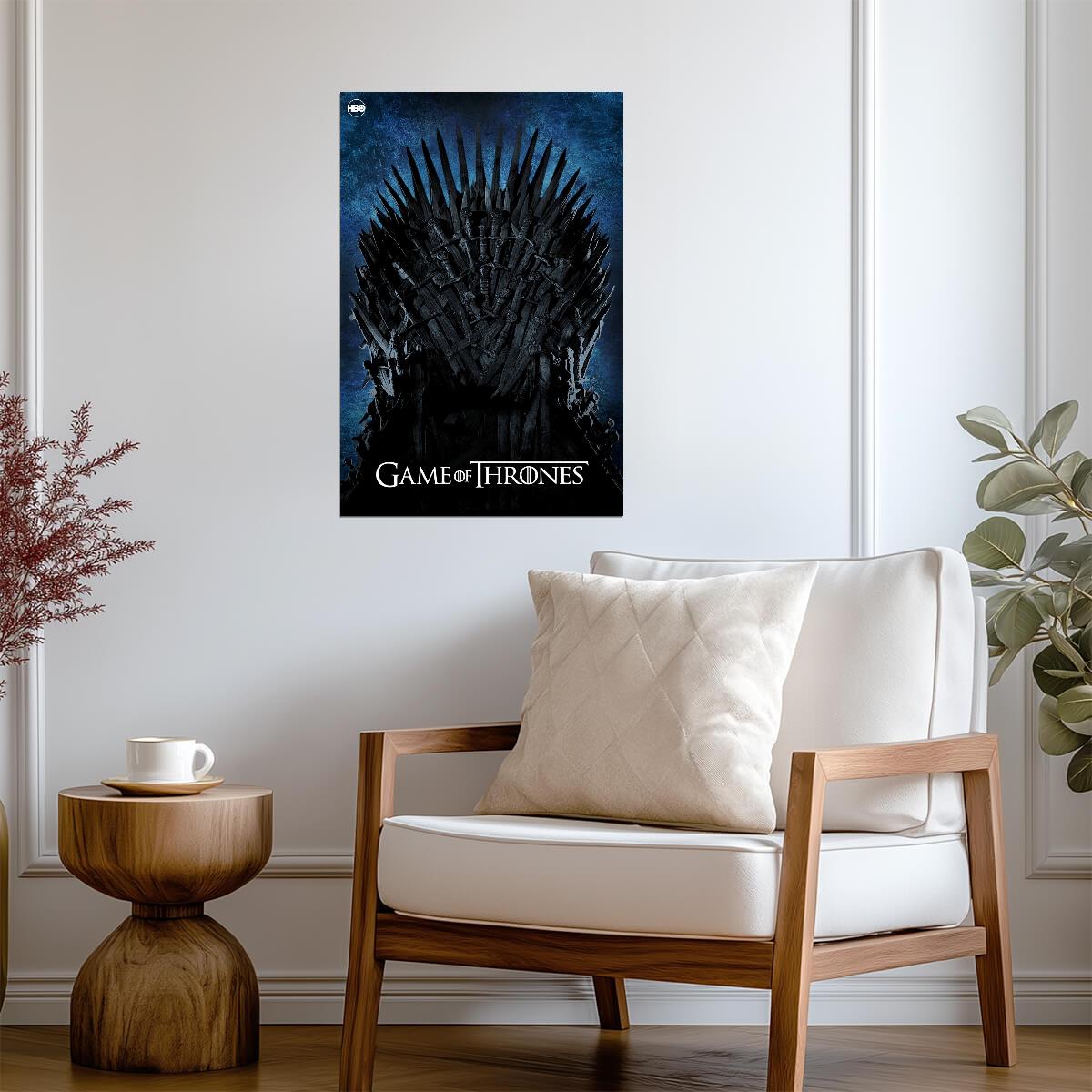 Game of Thrones Poster | Iron Throne in Blue Light - Movies & TV Poster
