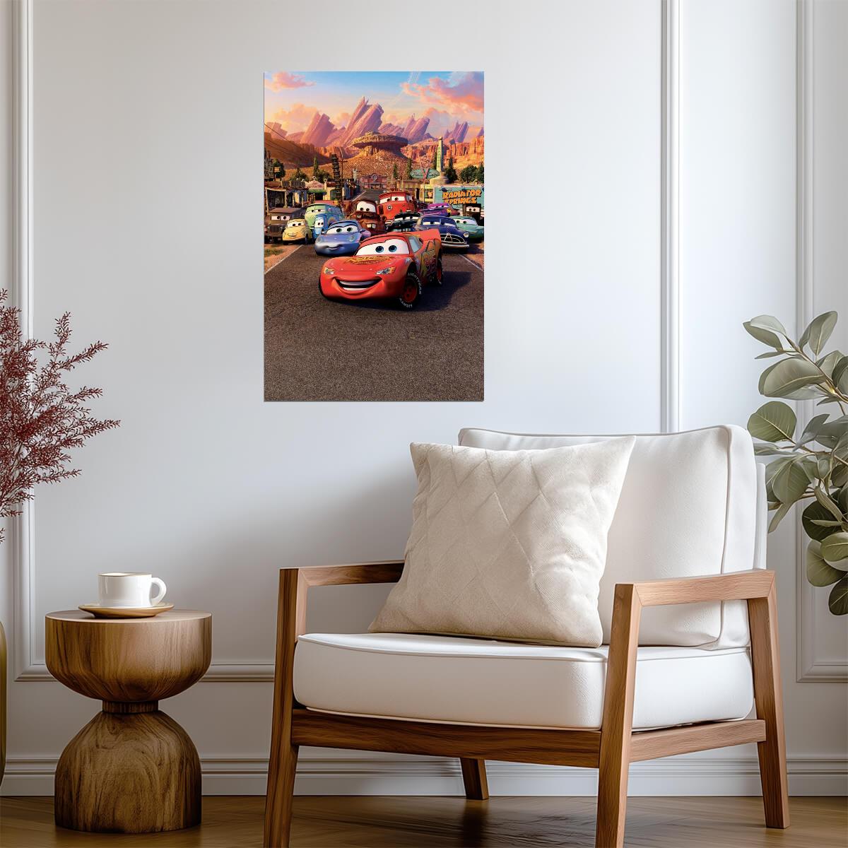 Cars 2006 Movie Poster | Lightning McQueen Leading the Town - Movies & TV Poster