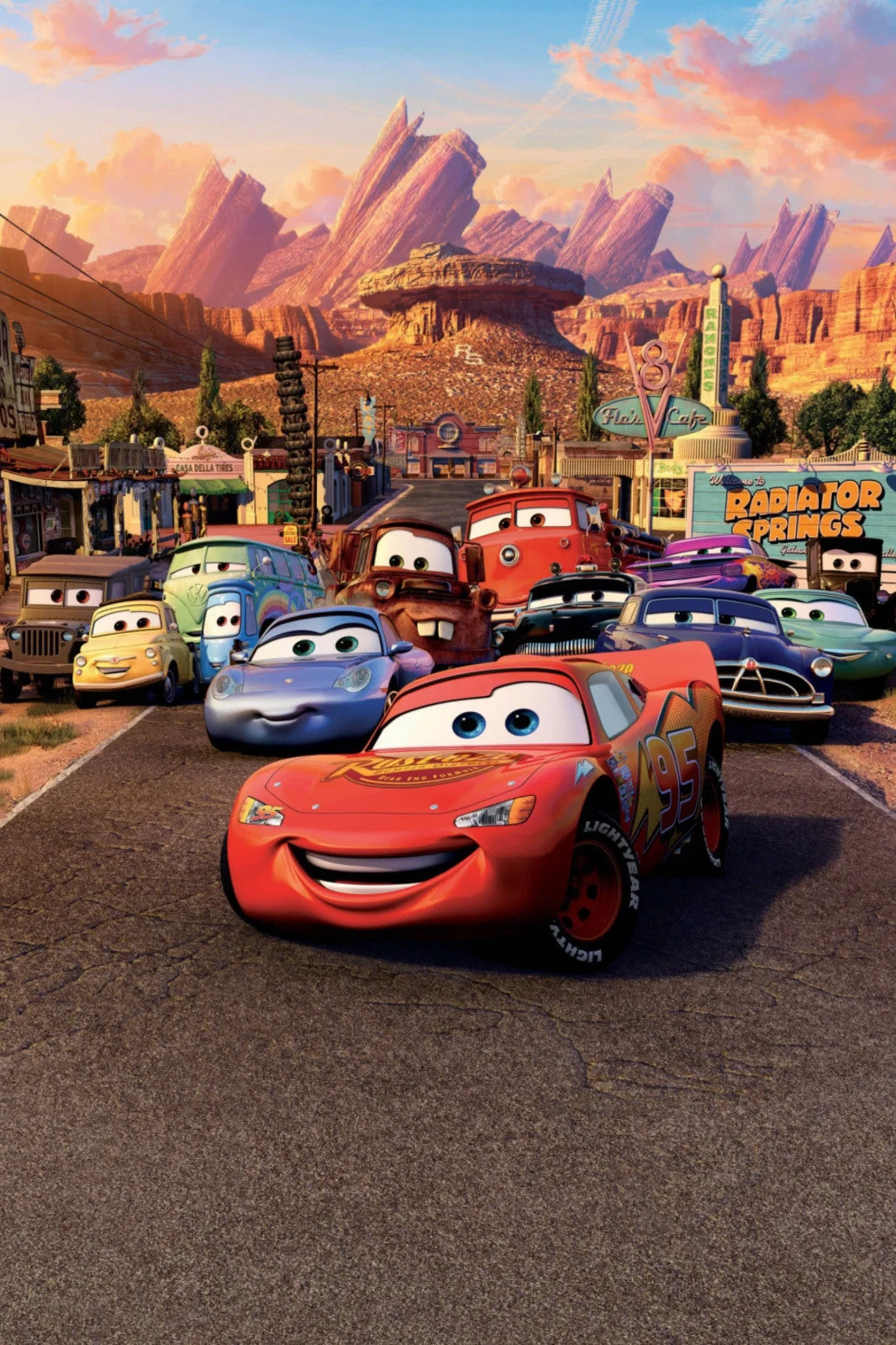 Cars 2006 Movie Poster | Lightning McQueen Leading the Town - Movies & TV Poster