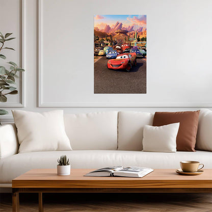 Cars 2006 Movie Poster | Lightning McQueen Leading the Town - Movies & TV Poster