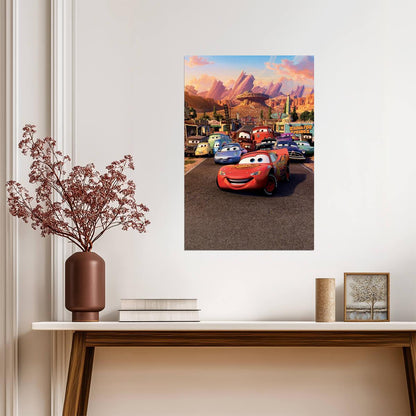 Cars 2006 Movie Poster | Lightning McQueen Leading the Town - Movies & TV Poster