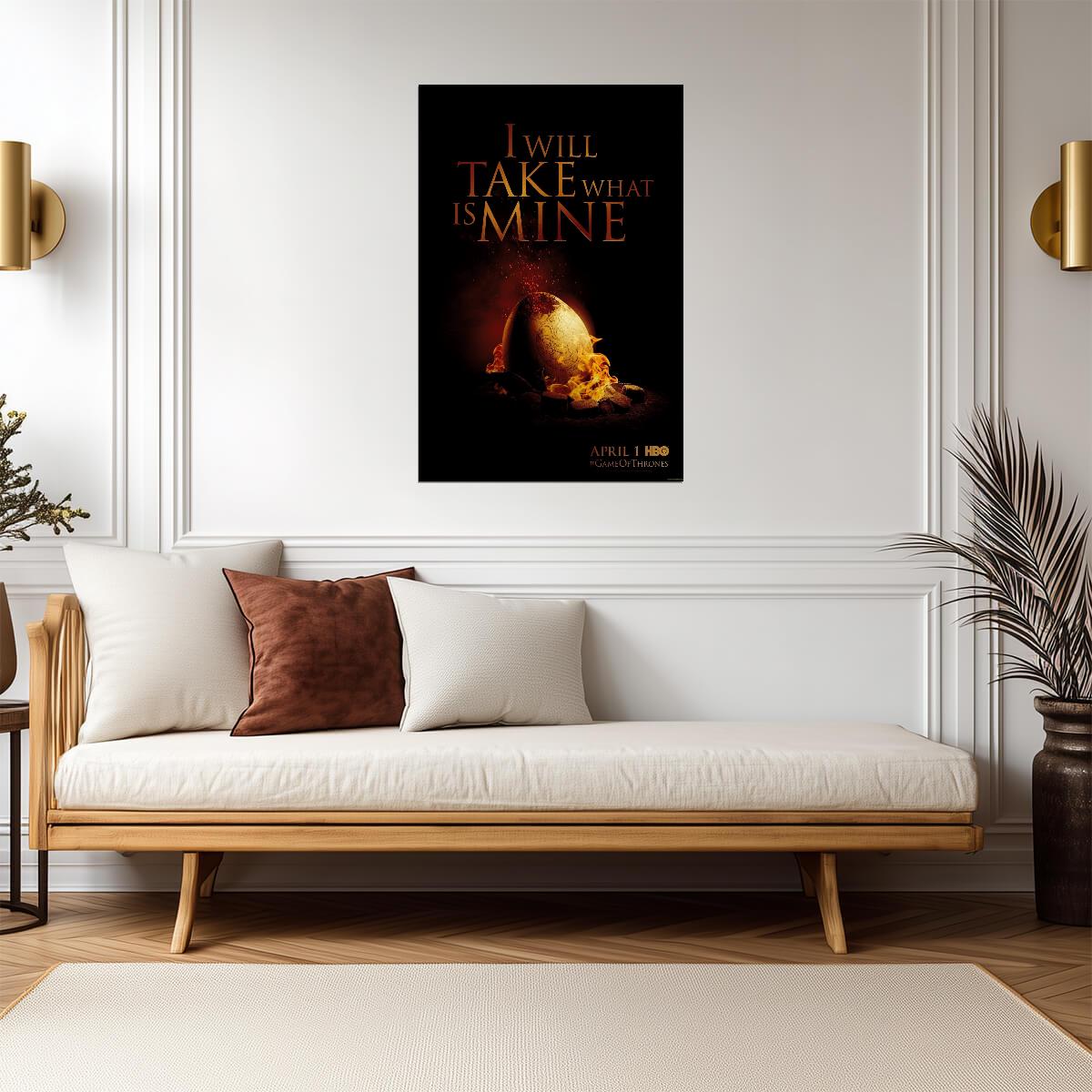 Game of Thrones Poster | Dragon Egg in Flames | I Will Take What Is Mine - Movies & TV Poster