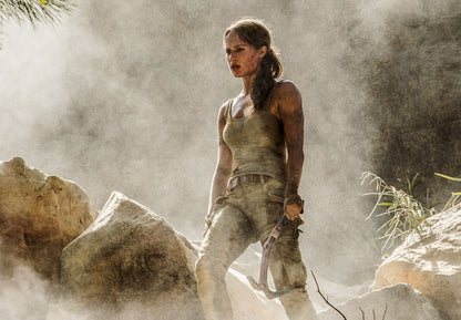 Tomb Raider 2018 Movie Poster | Alicia Vikander as Lara Croft Amid Dusty Ruins - Movies & TV Poster