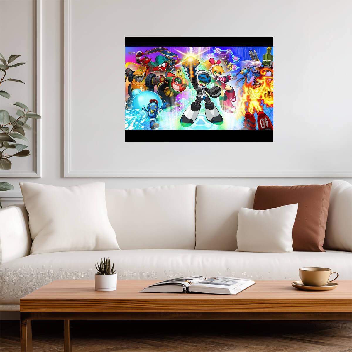 Mega Man Poster | Robot Masters Battle Collage - Video Games Poster