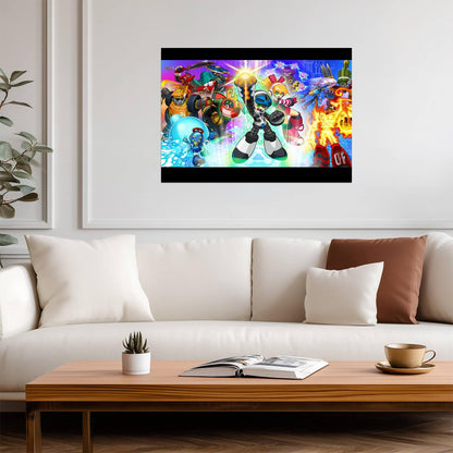Mega Man Poster | Robot Masters Battle Collage - Video Games Poster