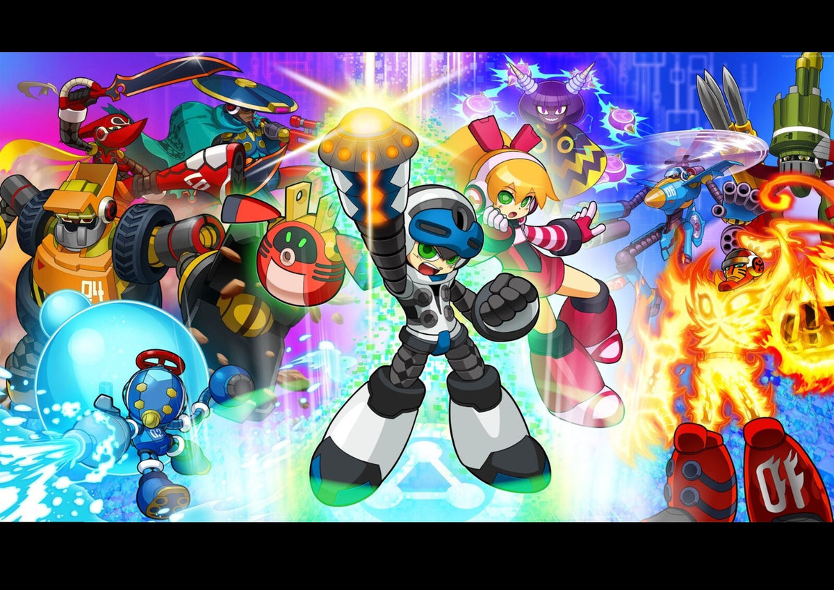 Mega Man Poster | Robot Masters Battle Collage - Video Games Poster