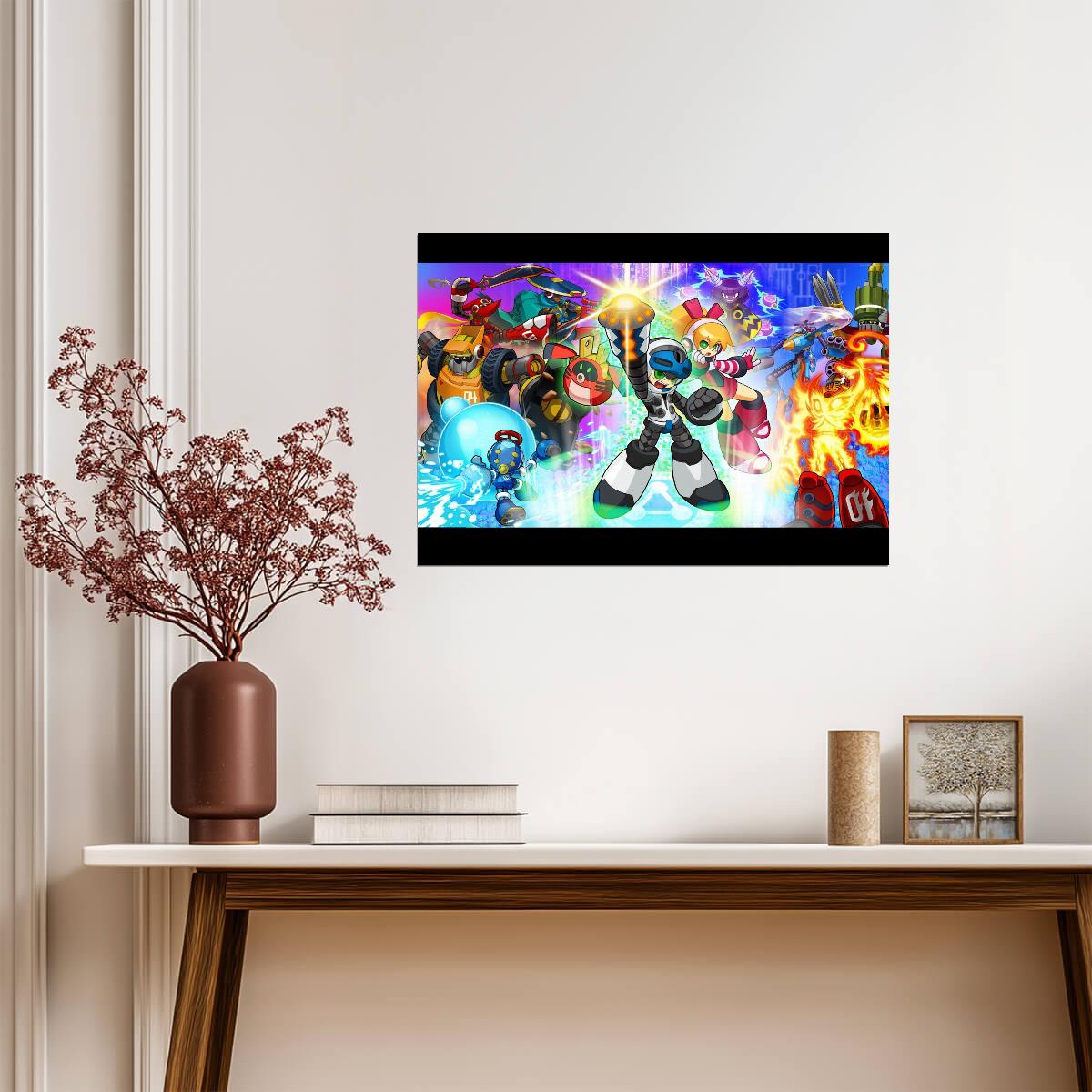 Mega Man Poster | Robot Masters Battle Collage - Video Games Poster