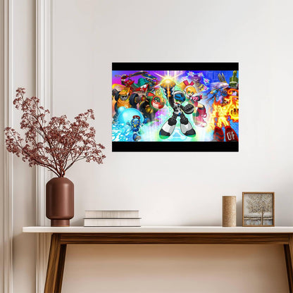 Mega Man Poster | Robot Masters Battle Collage - Video Games Poster