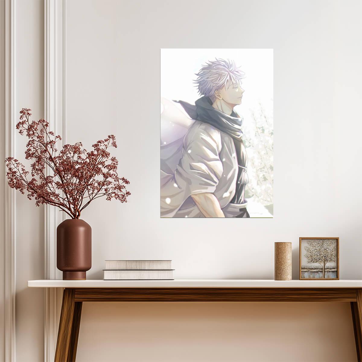 Jujutsu Kaisen Poster | Satoru Gojo Among White Blossoms - Anime Poster