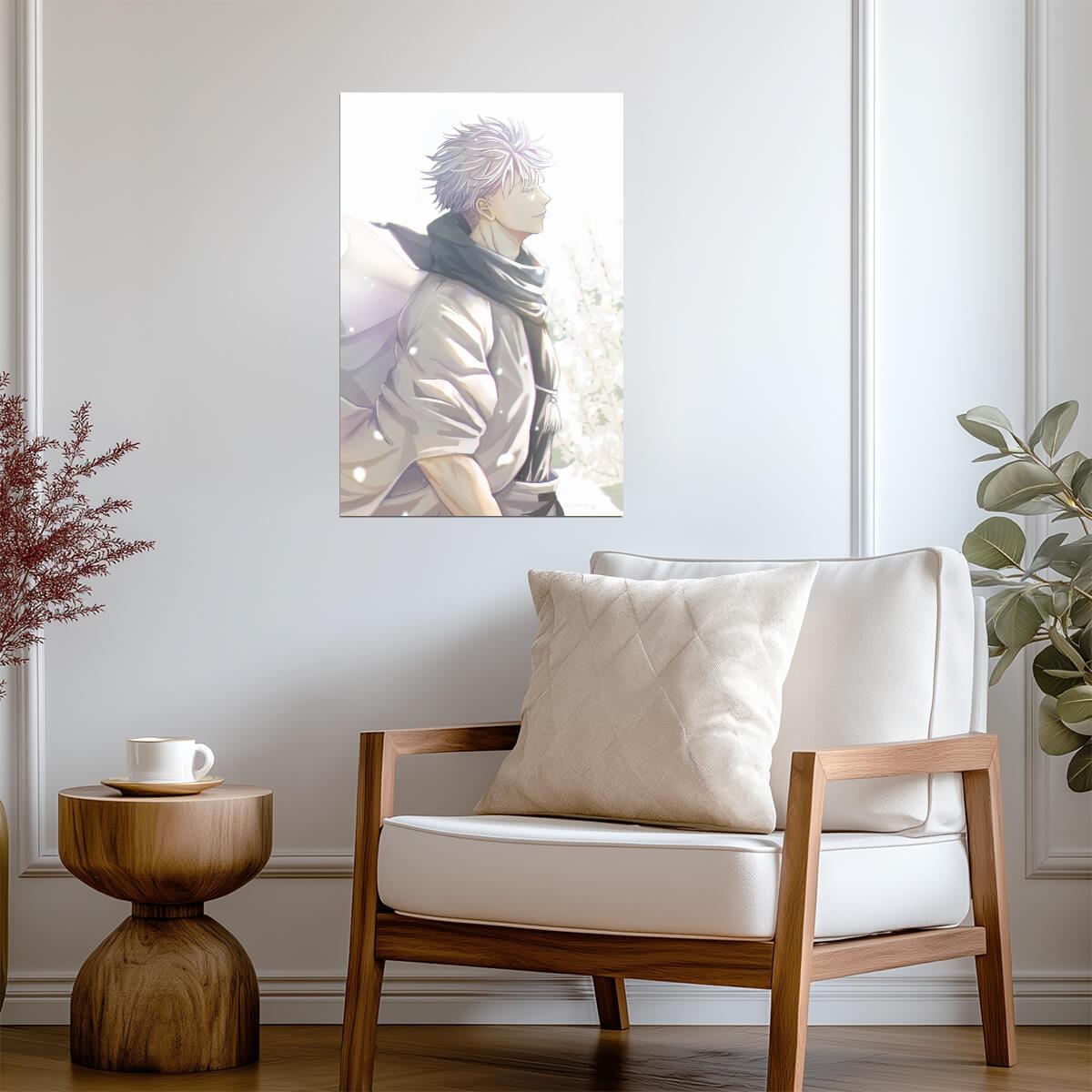 Jujutsu Kaisen Poster | Satoru Gojo Among White Blossoms - Anime Poster