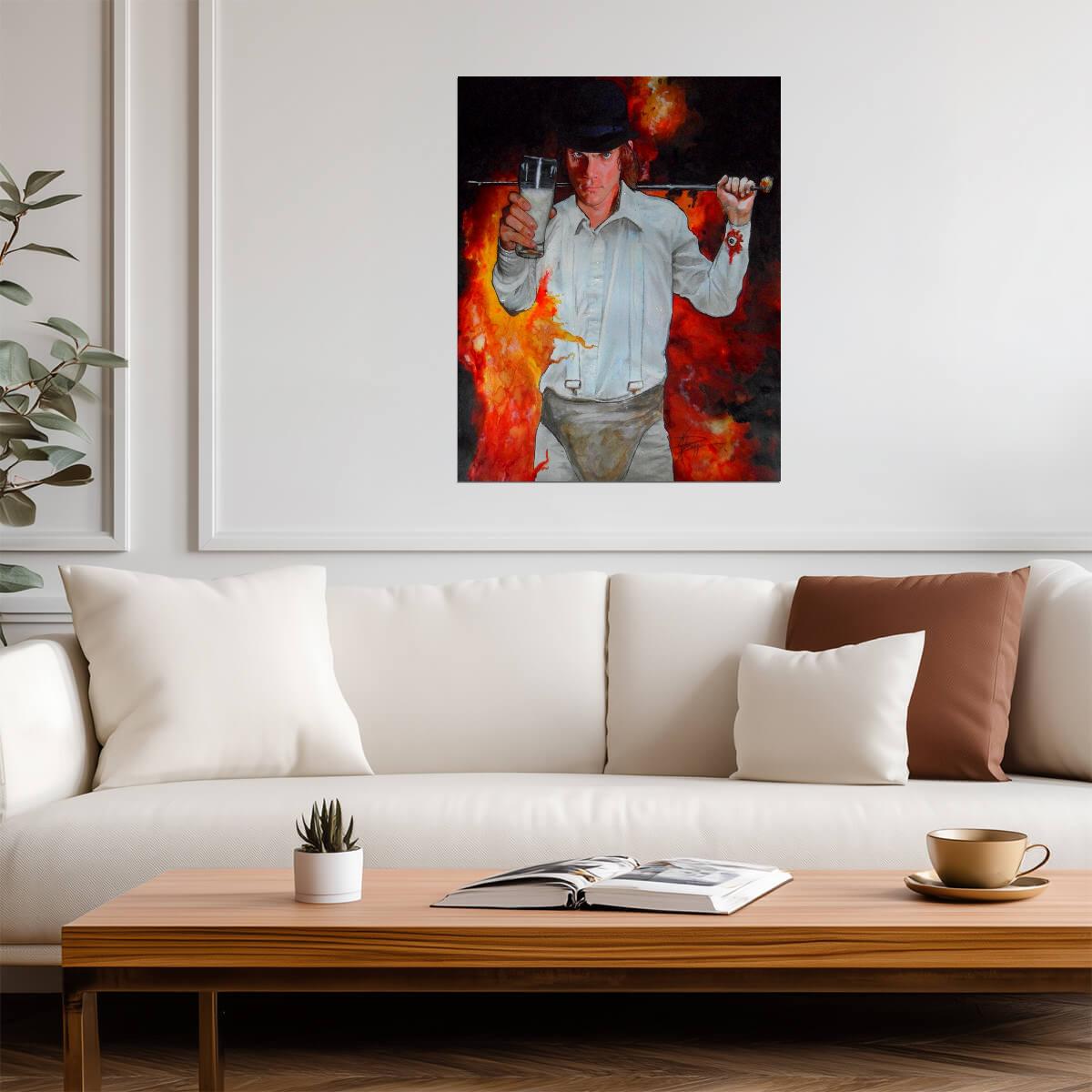 A Clockwork Orange Poster | Alex with a Milk Glass | Painted Portrait Print - Movies & TV Poster