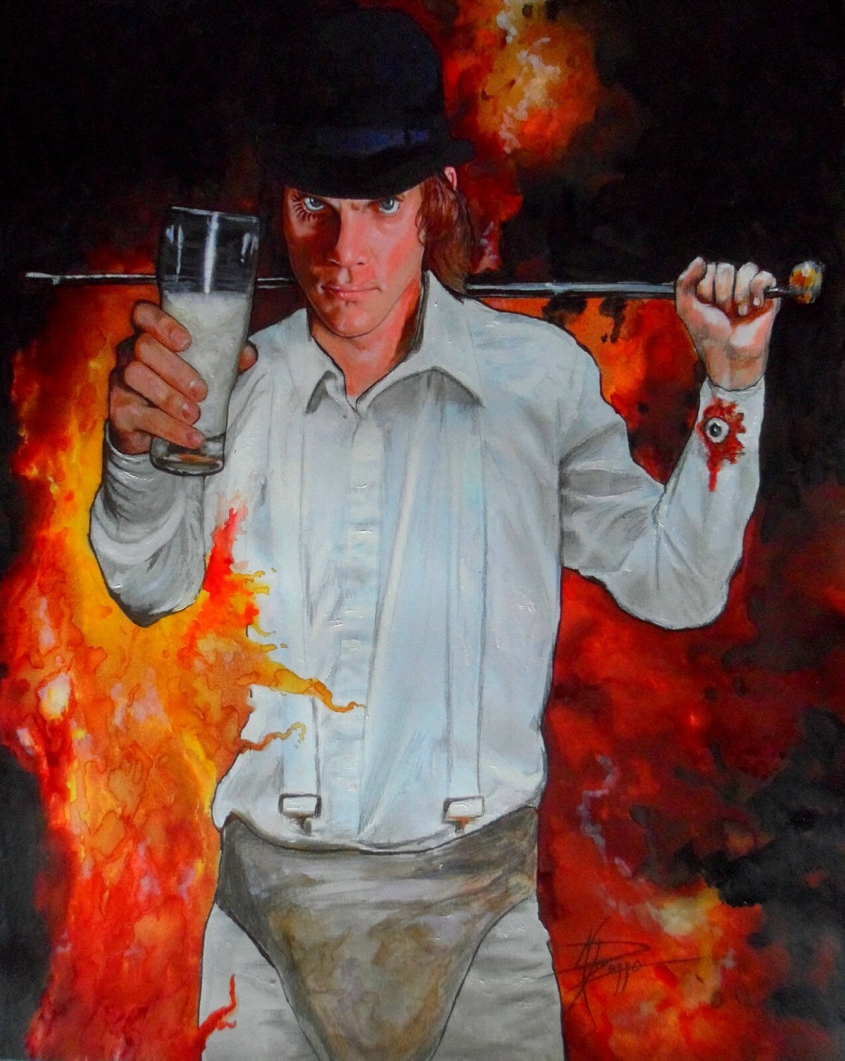 A Clockwork Orange Poster | Alex with a Milk Glass | Painted Portrait Print - Movies & TV Poster