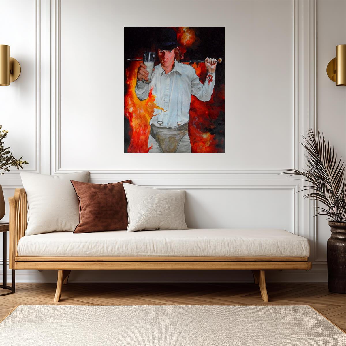 A Clockwork Orange Poster | Alex with a Milk Glass | Painted Portrait Print - Movies & TV Poster