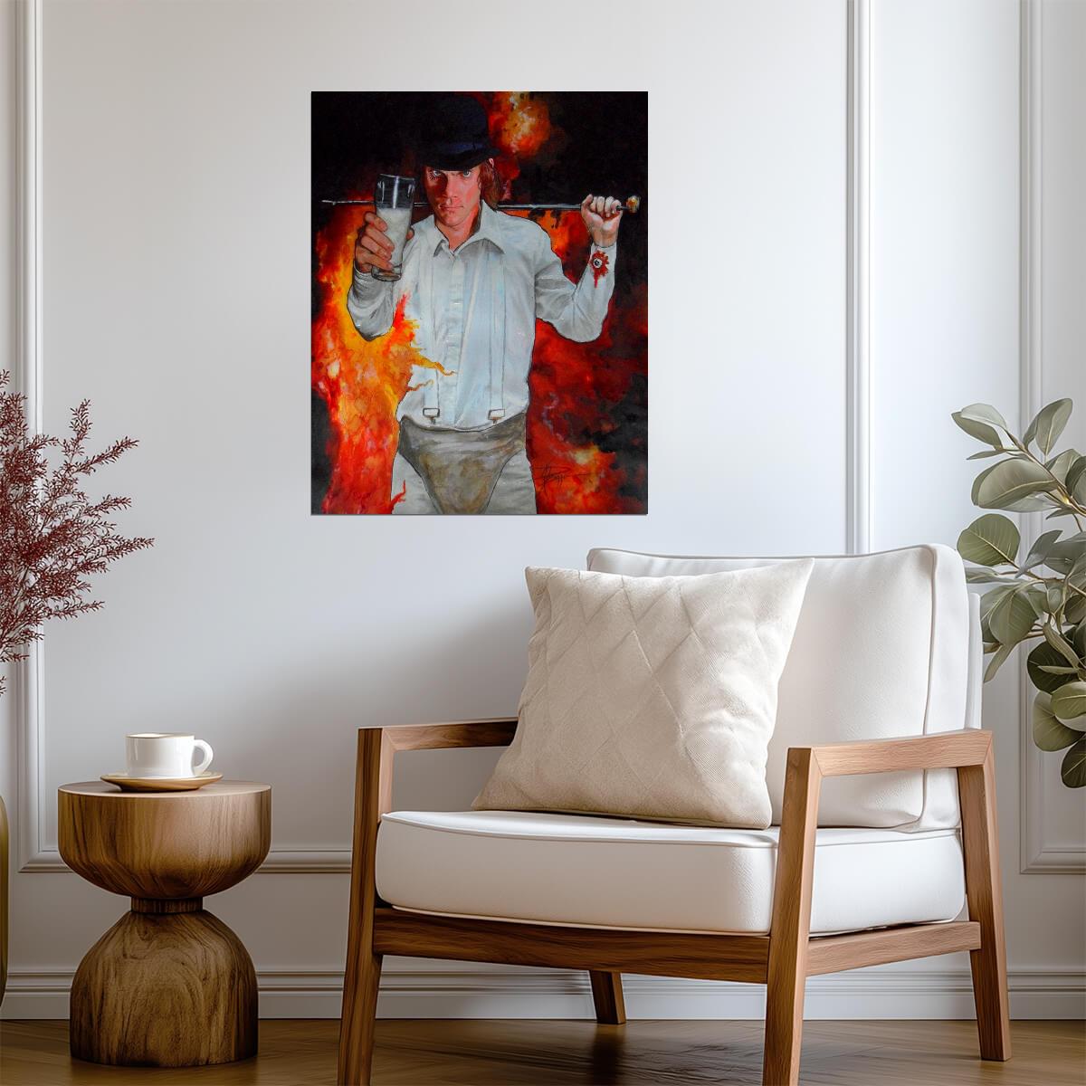 A Clockwork Orange Poster | Alex with a Milk Glass | Painted Portrait Print - Movies & TV Poster