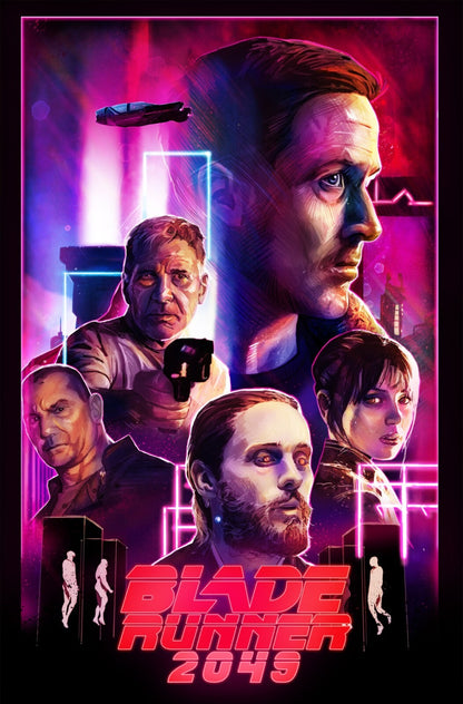 Blade Runner 2049 Movie Poster | Officer K in Purple Neon Cast Collage - Movies & TV Poster