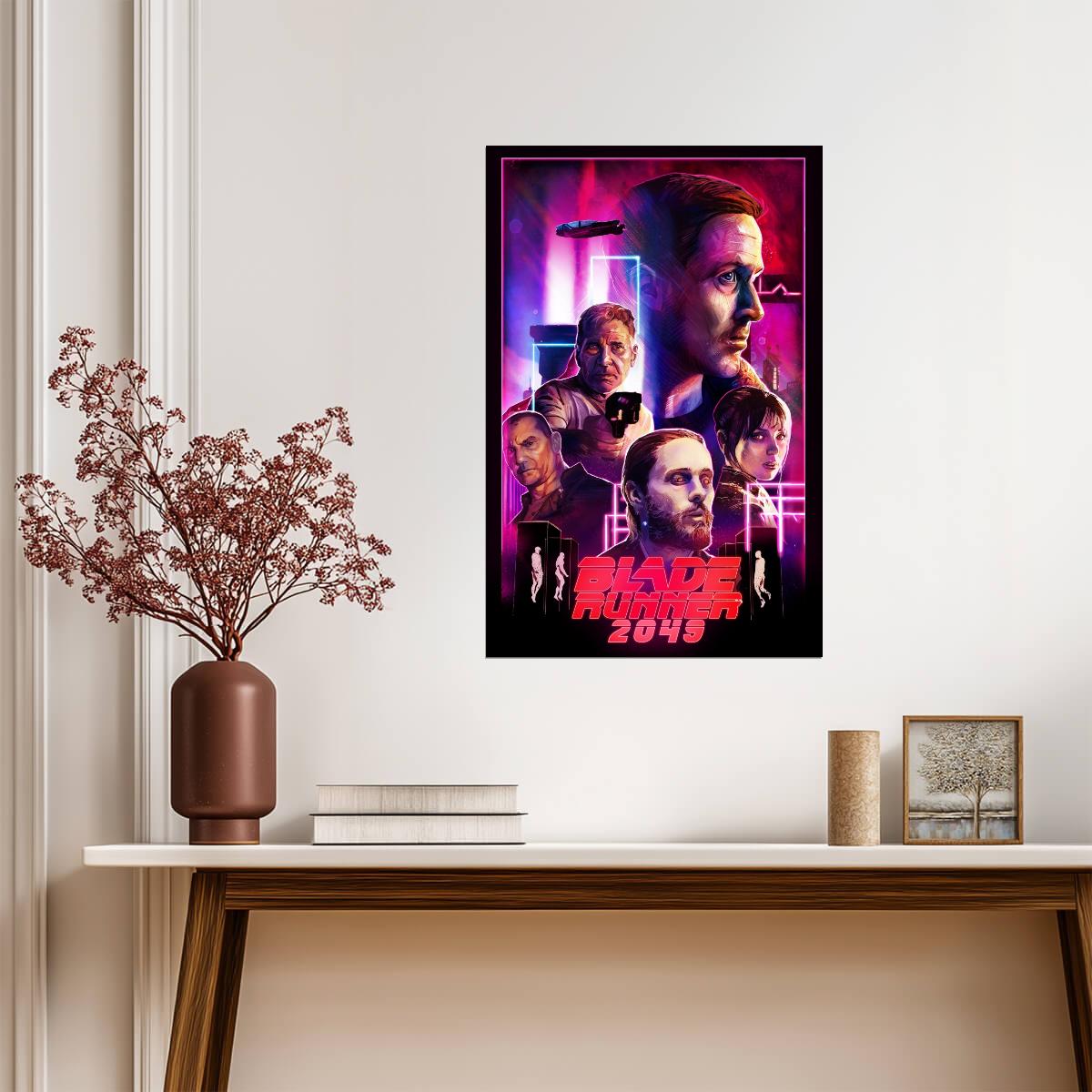 Blade Runner 2049 Movie Poster | Officer K in Purple Neon Cast Collage - Movies & TV Poster