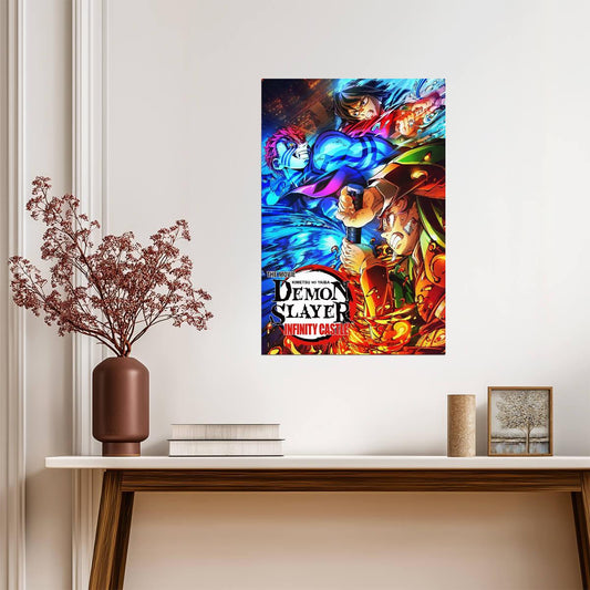 Demon Slayer Kimetsu no Yaiba Infinity Castle Movie Poster | Tanjiro, Giyu and Akaza - Anime Poster