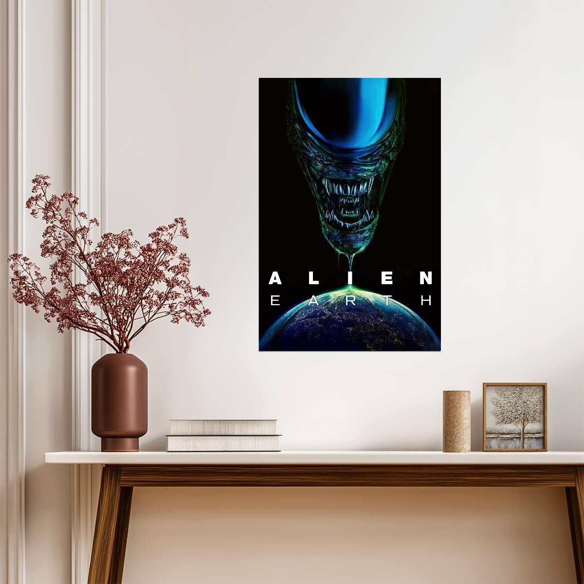Alien Earth Poster | Blue Xenomorph Portrait | TV Series Print - Movies & TV Poster