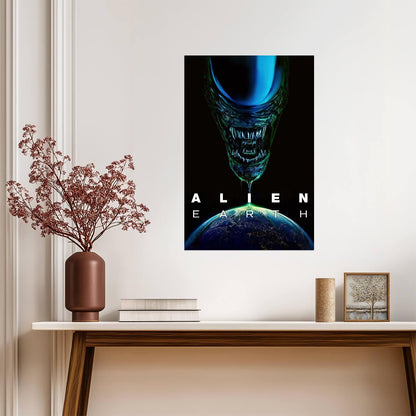 Alien Earth Poster | Blue Xenomorph Portrait | TV Series Print - Movies & TV Poster