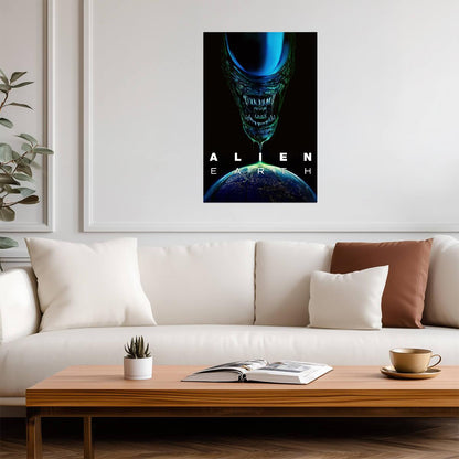 Alien Earth Poster | Blue Xenomorph Portrait | TV Series Print - Movies & TV Poster