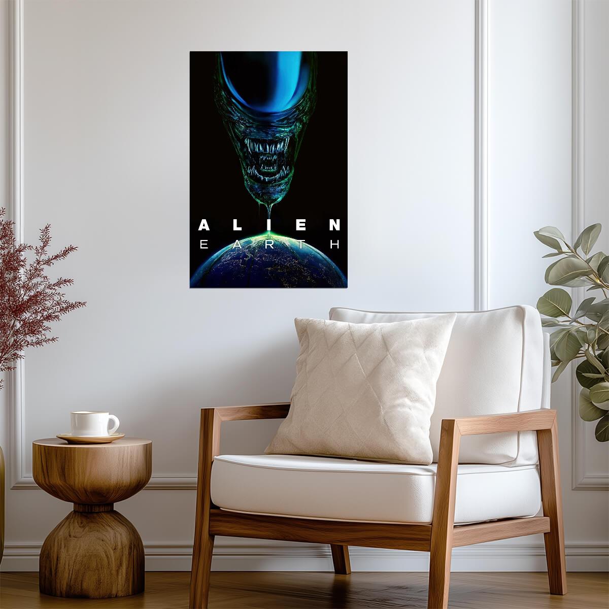 Alien Earth Poster | Blue Xenomorph Portrait | TV Series Print - Movies & TV Poster