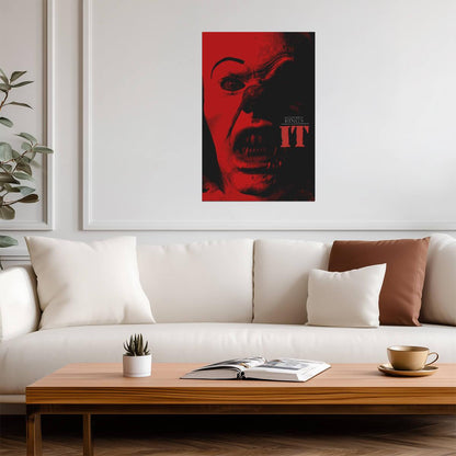 IT 1990 TV Miniseries Poster | Pennywise Illustration in Red and Black - Movies & TV Poster