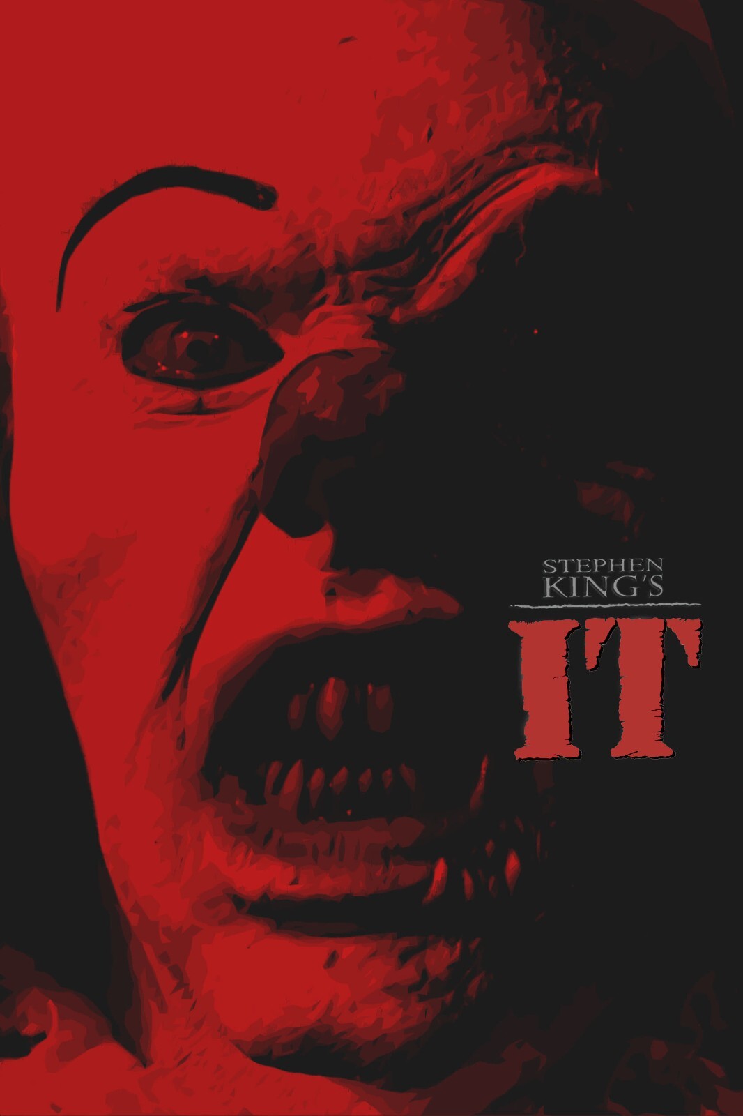IT 1990 TV Miniseries Poster | Pennywise Illustration in Red and Black - Movies & TV Poster