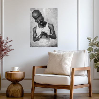 Tupac Shakur Pencil Portrait Poster | Black and White Hip Hop Art - Music Poster
